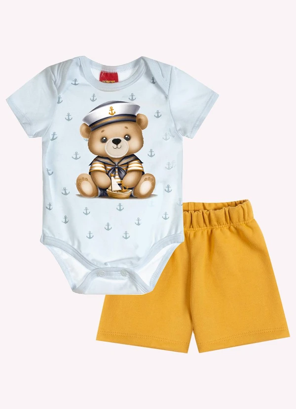 Kyly - Conjunto Bebê Menino Ursinho Branco