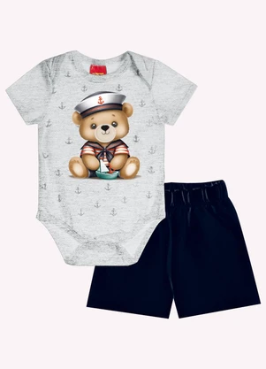 Kyly - Conjunto Bebê Menino Ursinho Cinza - KYLY
