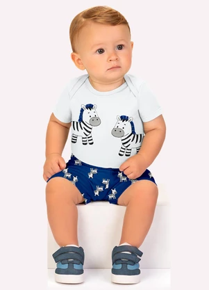 Kyly - Conjunto Bebê Menino Zebras Branco - KYLY