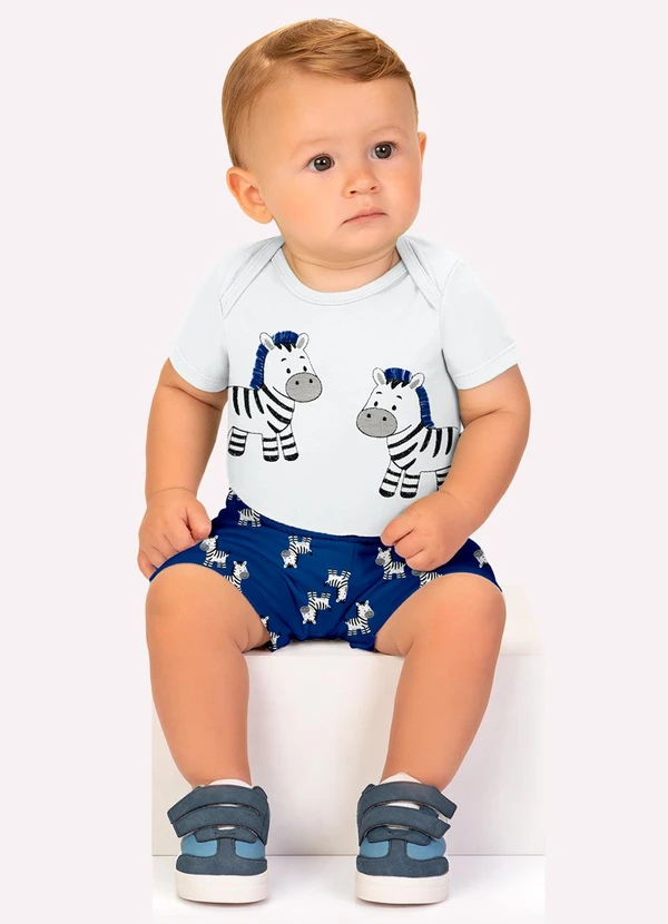 Kyly - Conjunto Bebê Menino Zebras Branco