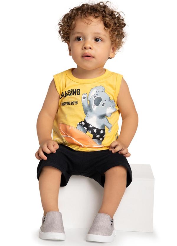 Marlan - Conjunto Bebê Regata e Bermuda Coala Amarelo