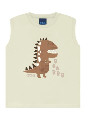 Ddk - Conjunto Bebê Regata Machão Dino e Bermuda  Bege - DDK