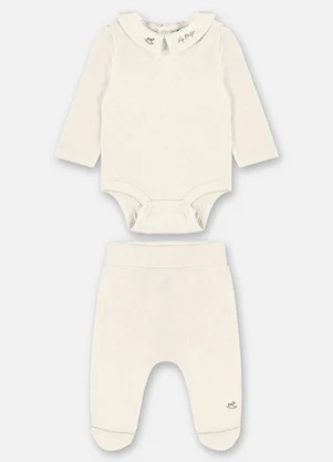 Up Baby - Conjunto Bebê Unissex em Suedine Branco - UP BABY