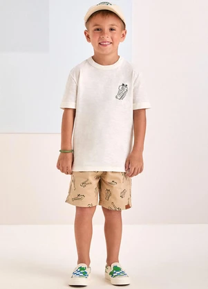 Youccie - Conjunto Bege com Estampa de Crocodilo Off White - YOUCCIE