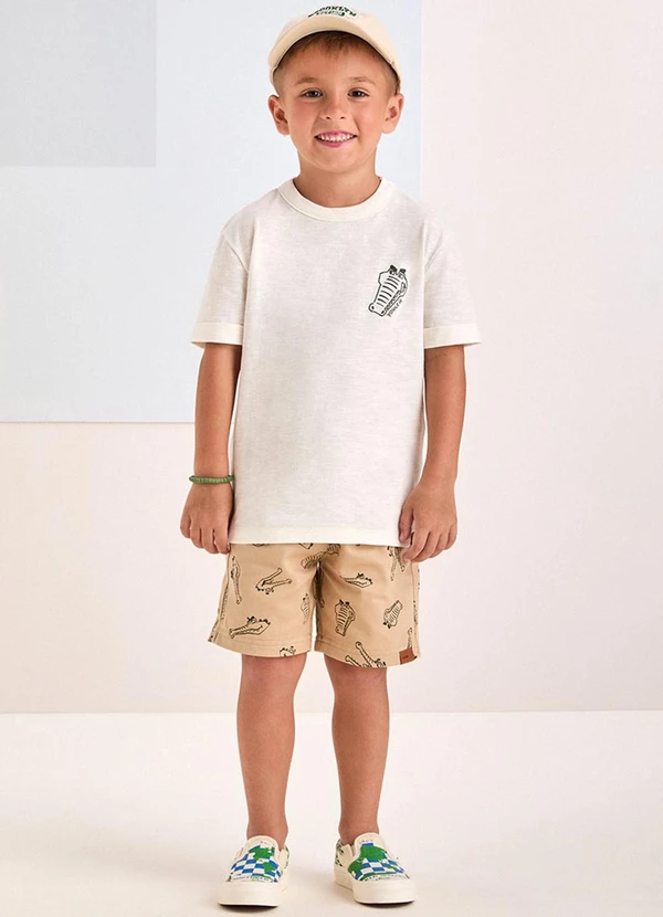 Youccie - Conjunto Bege com Estampa de Crocodilo Off White 1