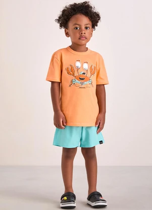 Youccie - Conjunto Bege com Estampa Interativa Laranja - YOUCCIE