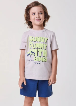 Bimbi - Conjunto Bege Sunny Funny Marinho - BIMBI