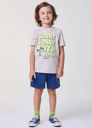 Bimbi - Conjunto Bege Sunny Funny Marinho - BIMBI