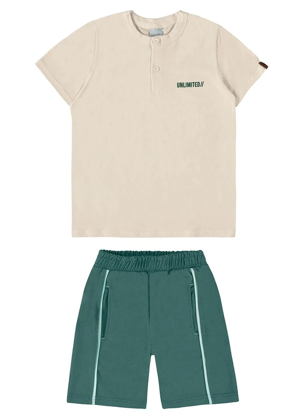 Malwee Kids - Conjunto Bege Unlimited em Moletinho Menino