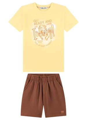Ioluig - Conjunto Bermuda com Bolsos e Camiseta Amarelo - IOLUIG