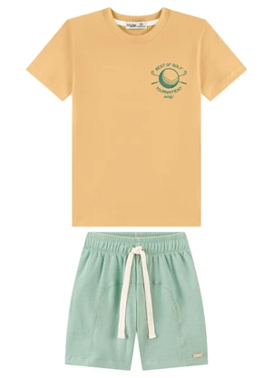 Ioluig - Conjunto Bermuda com Cadarço e Camiseta Bege - IOLUIG