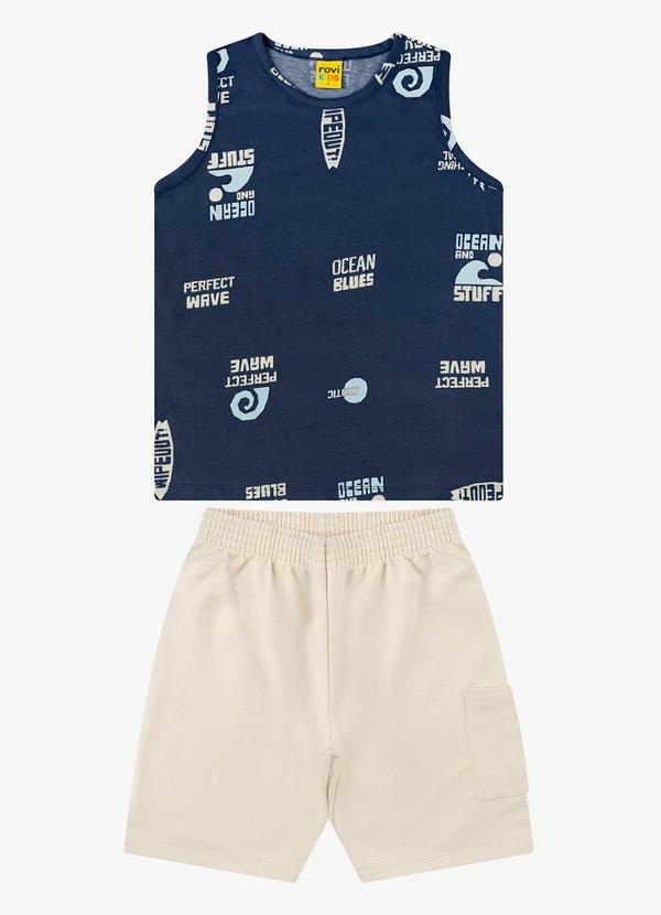 Rovi Kids - Conjunto Bermuda com Machão Masculino Azul 1