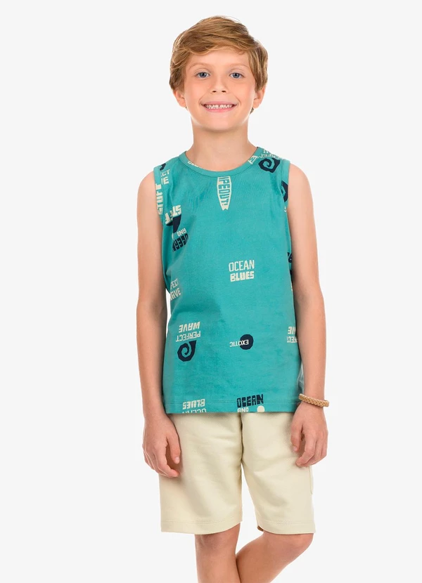 Rovi Kids - Conjunto Bermuda com Machão Masculino Verde