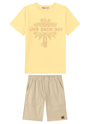 Ioluig - Conjunto Bermuda de Sarja e Camiseta Amarelo - IOLUIG