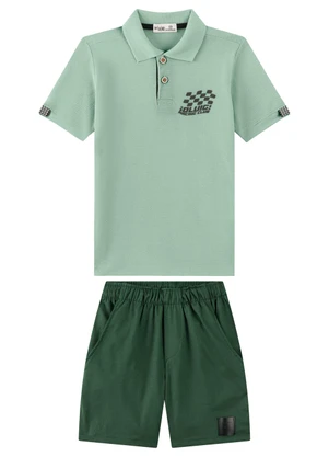 Ioluig - Conjunto Bermuda e Camisa com Gola Polo Verde - IOLUIG