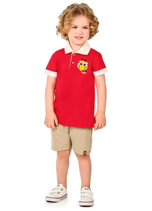 Marlan - Conjunto Bermuda e Camisa Polo Vermelho - MARLAN