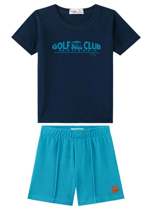 Ioluig - Conjunto Bermuda e Camiseta Bebê Relevo 3d Azul - IOLUIG
