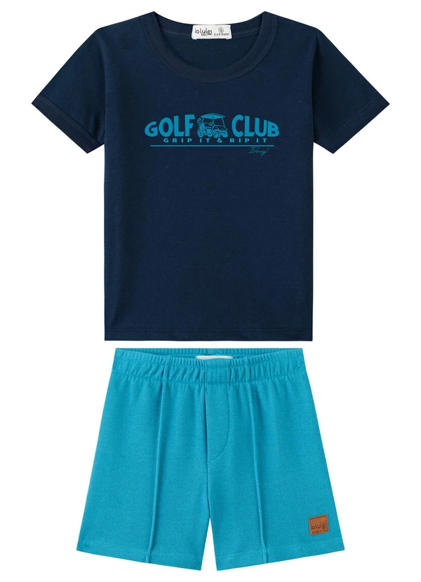 Ioluig - Conjunto Bermuda e Camiseta Bebê Relevo 3d Azul
