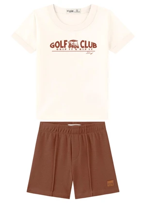 Ioluig - Conjunto Bermuda e Camiseta Bebê Relevo 3d Bege - IOLUIG