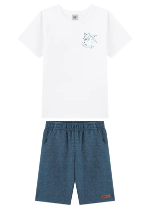 Marlan - Conjunto Bermuda e Camiseta Bordado Branco - MARLAN
