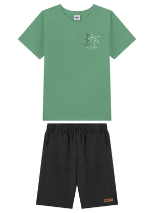 Marlan - Conjunto Bermuda e Camiseta Bordado Verde - MARLAN