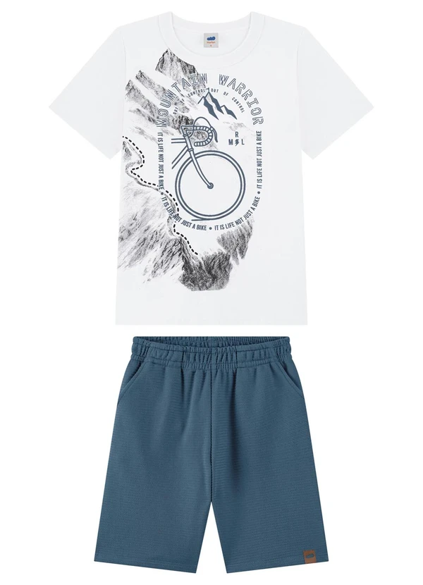 Marlan - Conjunto Bermuda e Camiseta Estampa 3d Branco