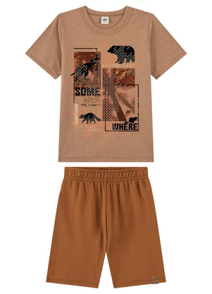 Marlan - Conjunto Bermuda e Camiseta Estampa Gel Marrom - MARLAN