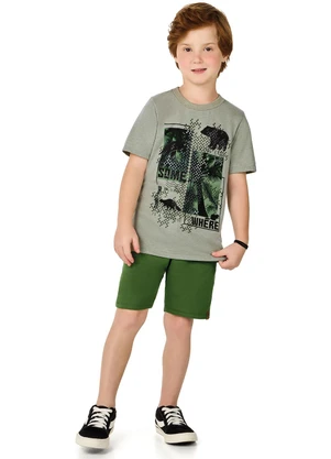 Marlan - Conjunto Bermuda e Camiseta Estampa Gel Verde - MARLAN