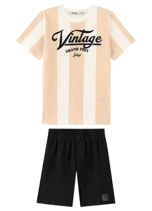 Ioluig - Conjunto Bermuda e Camiseta Estampada Bege - IOLUIG