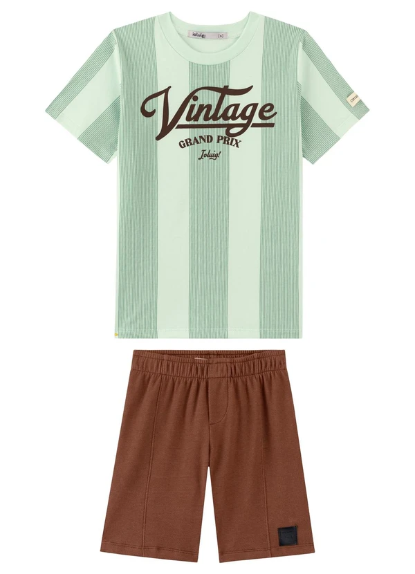 Ioluig - Conjunto Bermuda e Camiseta Estampada Verde
