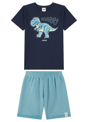 Marlan - Conjunto Bermuda e Camiseta Relevo 3d Azul - MARLAN