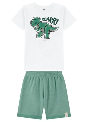 Marlan - Conjunto Bermuda e Camiseta Relevo 3d Branco - MARLAN