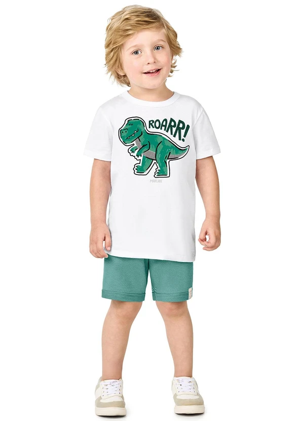 Marlan - Conjunto Bermuda e Camiseta Relevo 3d Branco