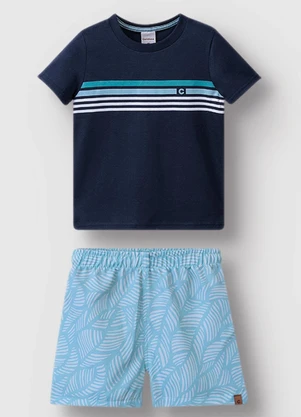 Carinhoso - Conjunto Bermuda Tropical Azul Marinho - CARINHOSO