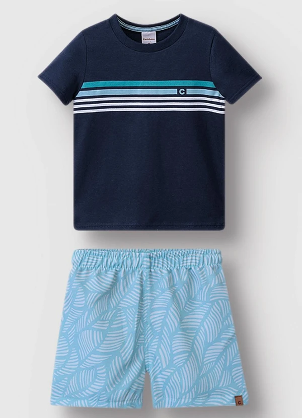 Carinhoso - Conjunto Bermuda Tropical Azul Marinho