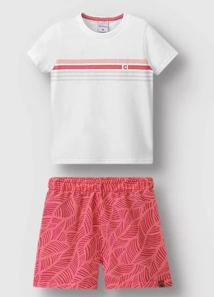 Carinhoso - Conjunto Bermuda Tropical Branco - CARINHOSO
