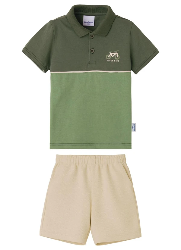 Malwee Kids - Conjunto Bicicleta em Puff Verde Militar
