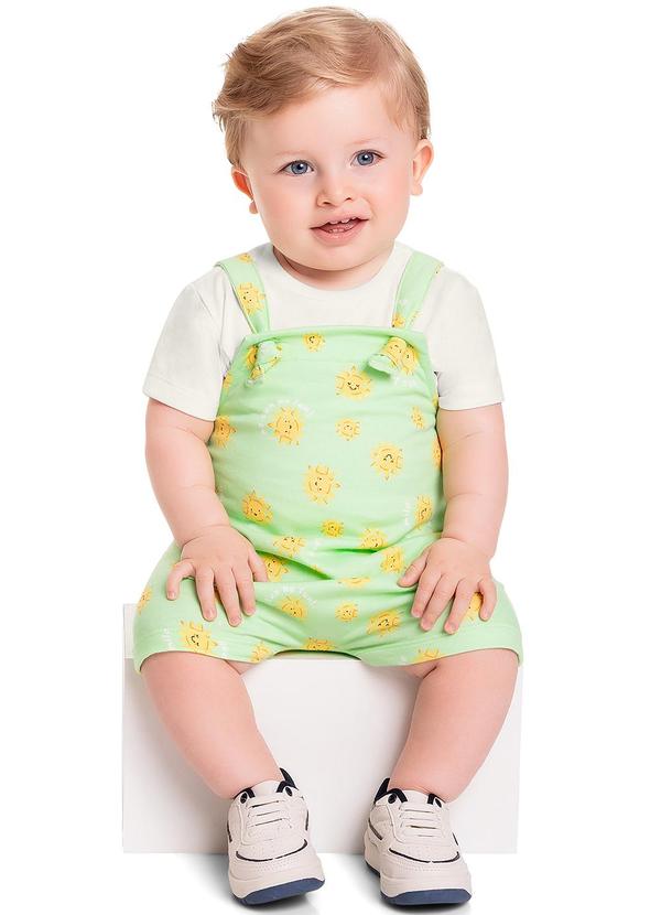 Bee Loop - Conjunto Blusa e Jardineira Bebê Bege