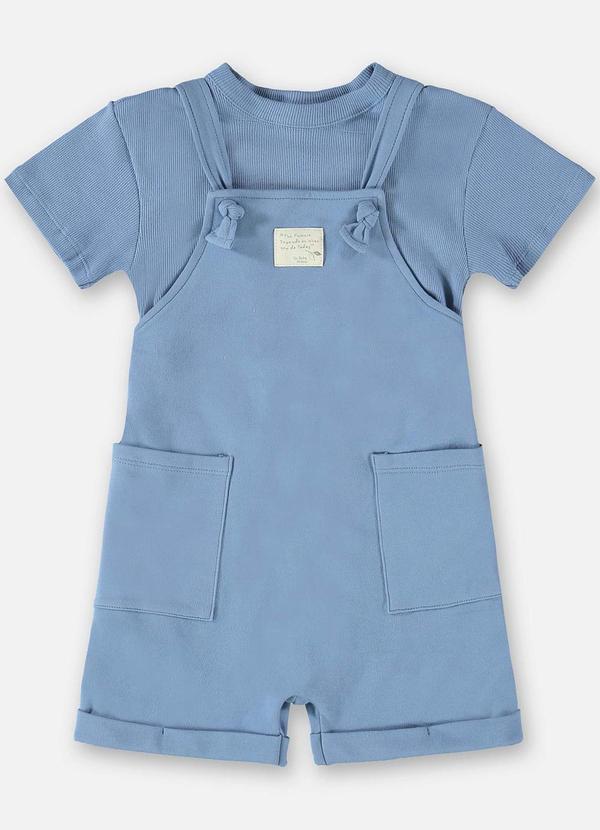 Up Baby - Conjunto Blusa e Jardineira Unissex Azul