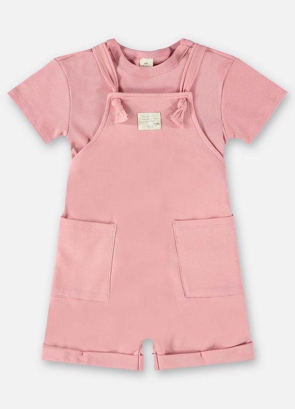 Up Baby - Conjunto Blusa e Jardineira Unissex Rosa