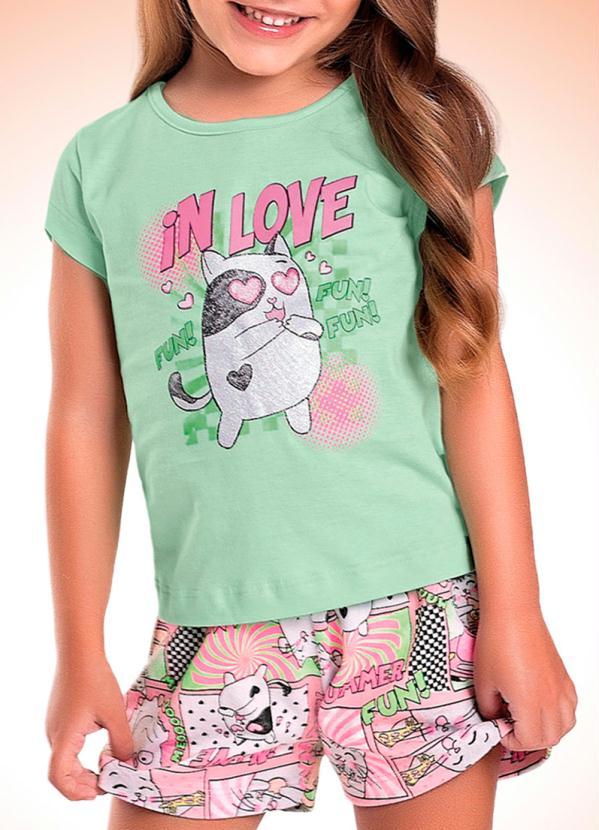 For Fun - Conjunto Blusa e Short Menina Verde