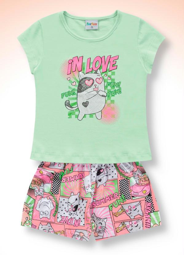 For Fun - Conjunto Blusa e Short Menina Verde 2