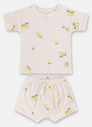 Conjunto Blusa Short Ribana Nature Up Baby Branco - UP BABY