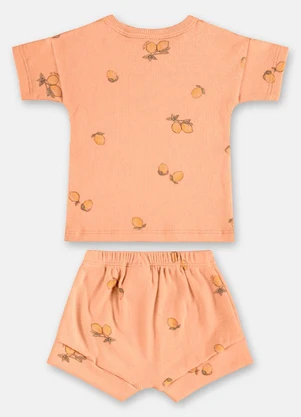 Up Baby - Conjunto Blusa Short Ribana Nature Marrom - UP BABY
