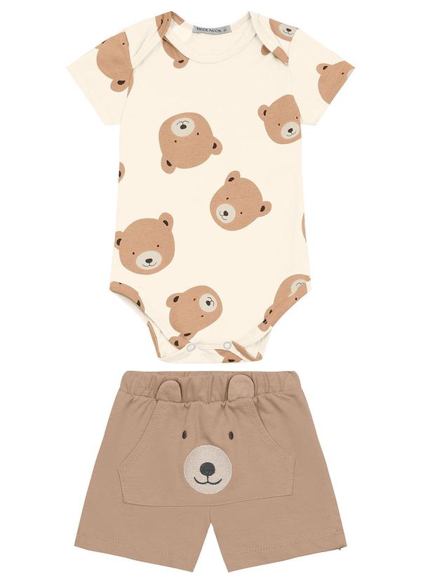 Trick Nick - Conjunto Body com Bermuda Masculino Bege 1