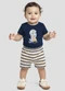 Reirex - Conjunto Body Cotton e Bermuda Listrado Branco - variação: Azul
