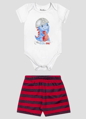 Reirex - Conjunto Body Cotton e Bermuda Listrado Branco - REIREX