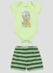 Reirex - Conjunto Body Cotton e Bermuda Listrado Branco - variação: Verde