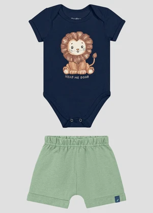 Reirex - Conjunto Body Cotton e Bermuda Sarjado Azul - REIREX