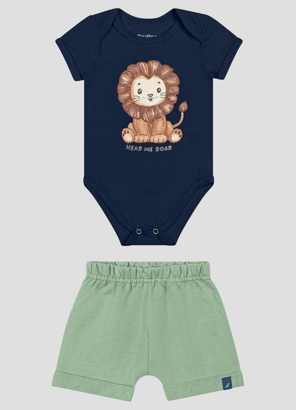 Reirex - Conjunto Body Cotton e Bermuda Sarjado Azul